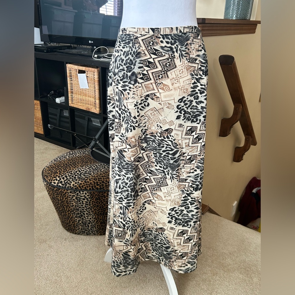 VTG Carroll Reed Leopard Print Maxi Skirt made in Canada sz M